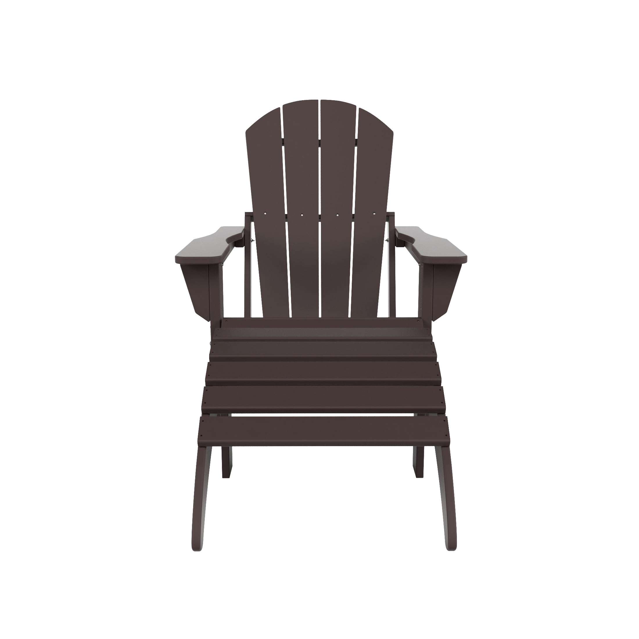 WestinTrends Malibu Outdoor Lounge Chair, 2-Pieces Adirondack Chair Set with Ottoman, All Weather Poly Lumber Patio Lawn Folding Chairs for Outside Pool Garden Backyard Beach, Dark Brown