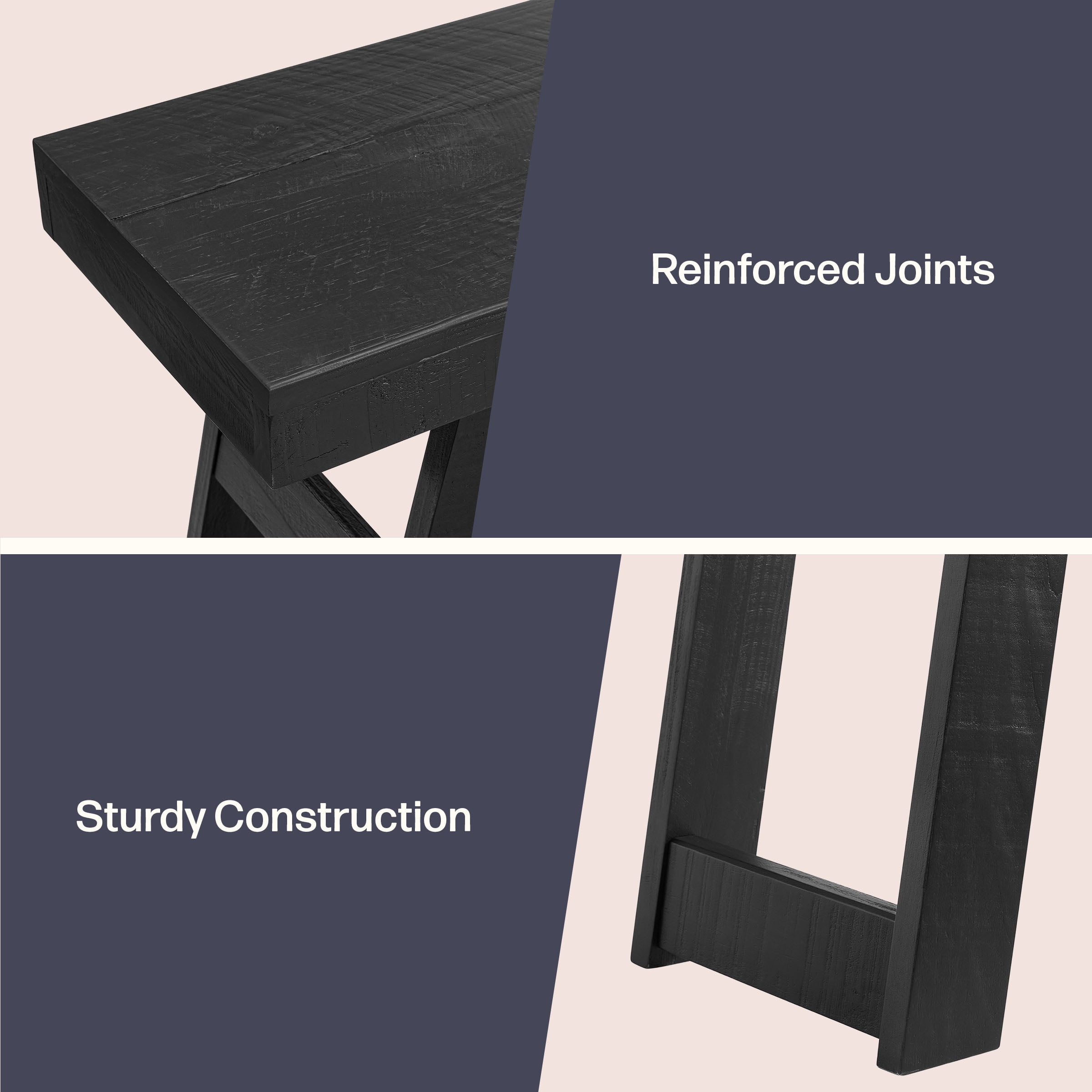 Alaterre Furniture Lawas Solid Wood Console Table - 36 Inch Small Entryway Table (Black)