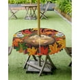thumbnail image 4 of Fsddascl Hello Fall Outdoor Tablecloth - 60 Inch Round Dining Table Cover, Hedgehog Orange Green Thanksgiving Waterproof Outdoor Table Cloth with Umbrella Hole & Zipper for Picnic/Patio/Party, 4 of 7
