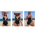 thumbnail image 5 of Tsesme Women’s One Piece Swimsuit Color Block Bathing Suit Deep V-Neck Push up Slimming Swimwear, 5 of 6
