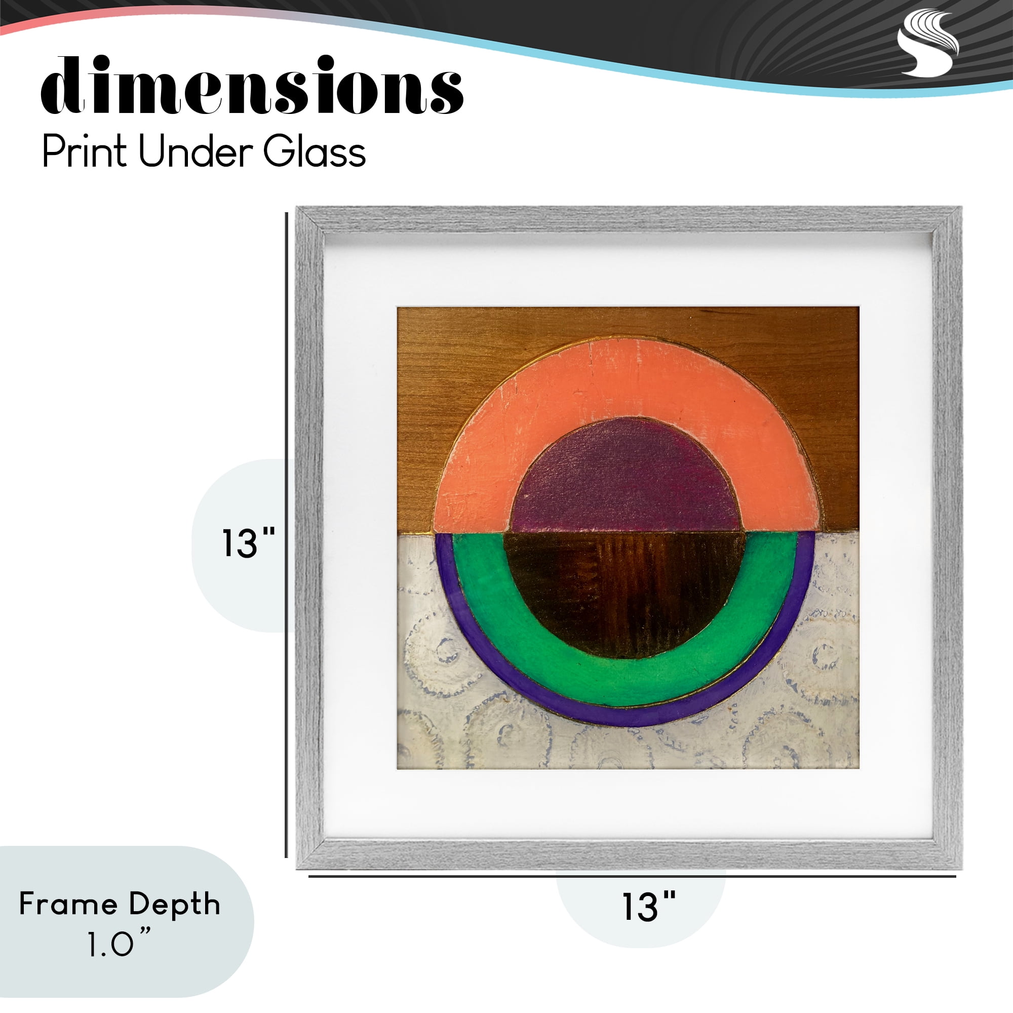 Stupell Industries Horizontal Split Circle Gray Framed Print Under Glass, design by Matthew Finger