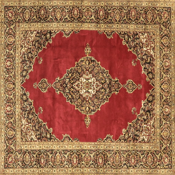 Ahgly Company Indoor Square Medallion Brown Traditional Area Rugs, 5' Square