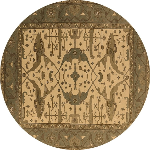 Ahgly Company Indoor Round Oriental Brown Industrial Area Rugs, 8' Round