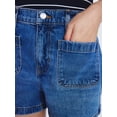 thumbnail image 4 of Free Assembly Women's and Women's Plus Patch Pocket Denim Shorts, 4" Inseam, Sizes 0-28W, 4 of 5