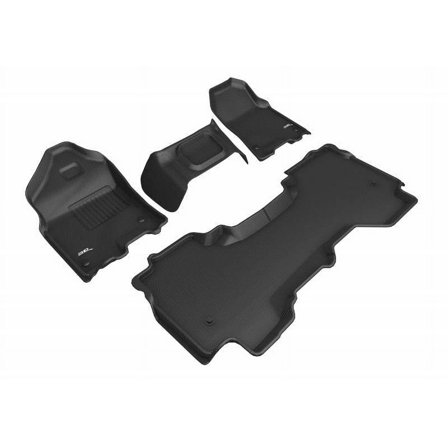 3D MAXpider 2019-2024 Fits Dodge Ram 1500 Quad Cab Kagu 1st 2nd Row With Bench Seat Carbon Fiber Embossed Pattern Black Foor Mats L1DG03001509