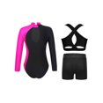 thumbnail image 4 of Nyeemya Girls 3 Piece Gymnastics Outfit Kids Dance Leotard Sparkle Long Sleeve Unitard With Vest Top Rose 10, 4 of 6