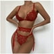 thumbnail image 2 of Bikini de traje de tres piezas con liga de encaje rojo de lencería sexy para mujer Fridja nalpqowj15504, 2 of 9