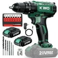 thumbnail image 1 of KIMO 20V Cordless Drill Set with 2 Packs 2.0Ah Battery, Max 350 In-lb Torque, 1350 RPM, 3/8" Keyless Chuck, 18+2 Clutch Setting, 18pcs Accessories, Power Drill for Drill, 1 of 9