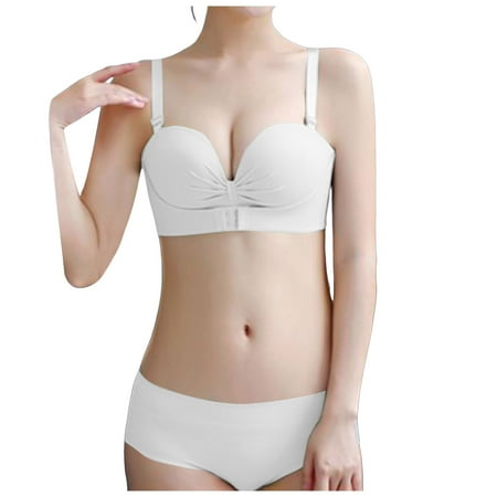 YHGFVOKJ Lingerie for Women Front Button Strapless and Underwire Underwear Breathable and Comfortable Bra Lingerie Sets Lace Lingerie for Women White 36