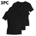 thumbnail image 4 of KyCheLot 3 Pack Ribbed Knit Tops for Girls Crew Neck Solid Color Short Sleeve T-Shirts Trendy Ruffle Trim T-Shirts, 4 of 7