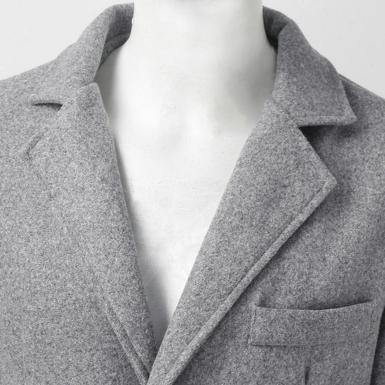 HAXMNOU Men's Classic Notched Collar Single Wool Blend Pea HAXMNOU Men's Classic Notched Collar Single Wool Blend Pea