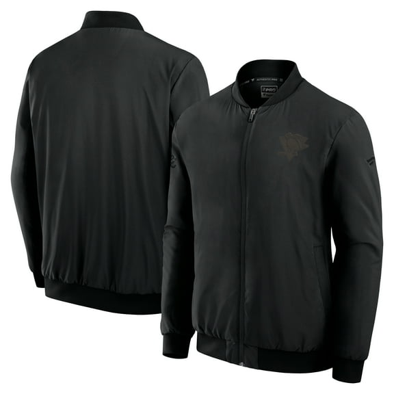 Men's Fanatics Black Pittsburgh Penguins Authentic Pro Road Lightweight Full-Zip Bomber Jacket