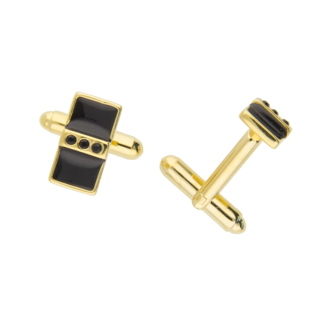 Mancuernilla con Cristal Fino Europeo en forma de Domino– Bañado en Oro 14k– Mancuernilla Elegante y Brillante-Mancuernilla de Moda– Regalo especial Ortiz Espinosa Temporada