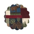thumbnail image 2 of Rutherford Single Placemat Quilted Round Rustic Lodge Deer Bear Patchwork, 17", 2 of 6