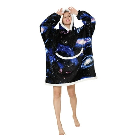 

VISgogo Universal Warm Hooded Sweater Fashion Printing Mink Wool Home Clothes