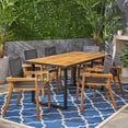 thumbnail image 2 of GDF Studio Balfour Outdoor Mesh and Acacia Wood 7 Piece Dining Set, Teak and Black, 2 of 12