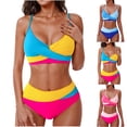 thumbnail image 2 of gakvbuo Bikini Sets For Women Two Piece Swimsuits Summer Beach Swim Bathing Suits Women's Color Block Crossing Suspenders Backless Bikinis Sets, 2 of 4