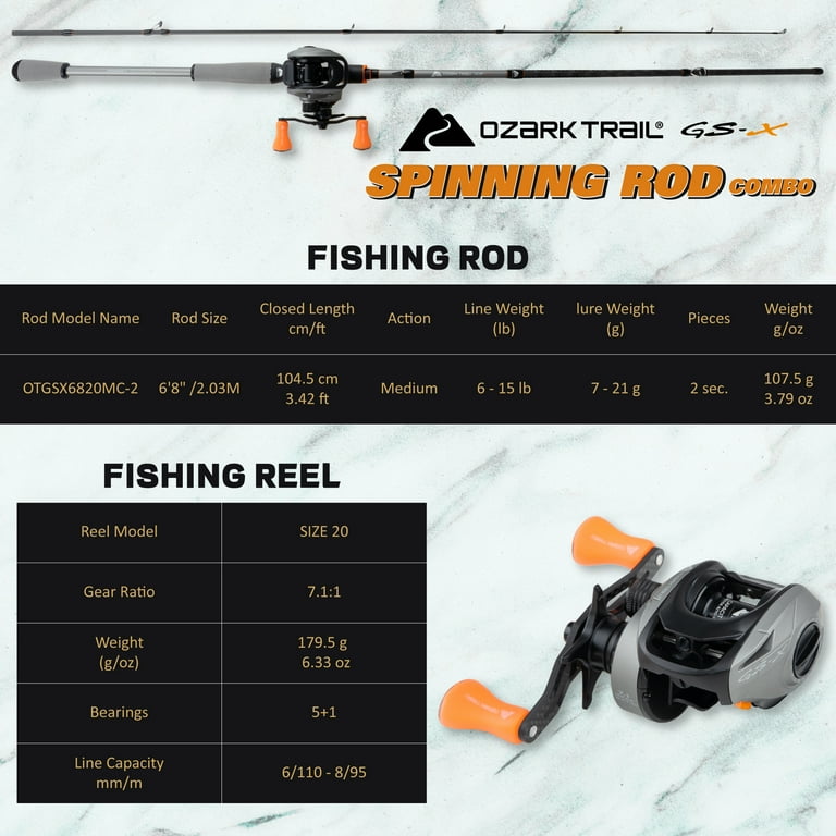 Ozark Trail GS-X Baitcast Combo, 6'8