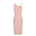 thumbnail image 4 of QUYUON Womens Bodycon Dress with Belted Summer Sleeveless One Shoulder Sequins Dress Side Split Night Out Club Party Pencil Dress for Evening Party Cocktail Short Dresses Pink M, 4 of 6
