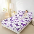 thumbnail image 4 of Feelyou Dreamy Butterfly Kid Twin Sheet Sets, Purple Leaves Bedding, 3pcs, 4 of 7