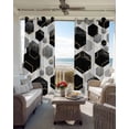 thumbnail image 4 of Black Grey Blackout Curtains 39 Inches Long for Bedroom, Geometric Gold White Hexagon Modern Thermal Insulated Room Darkening Black Out Window Curtain Panels Grommet Drapes for Living Room, 4 of 8