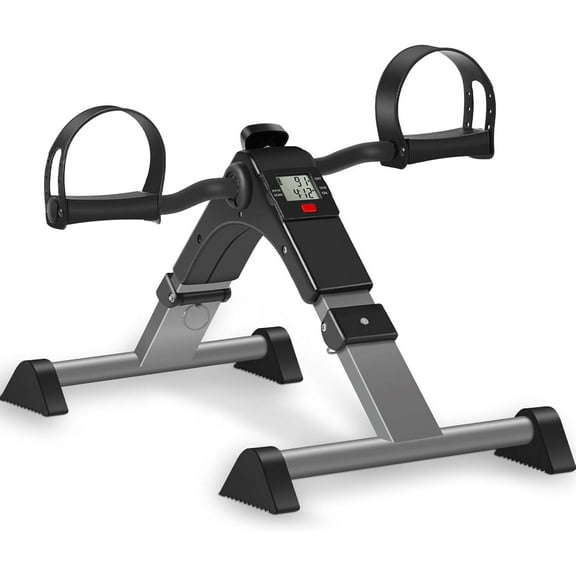 Under Desk Bike Pedal Exerciser, Foldable Mini Exercise Bike for Leg and Arm Workouts, Fully Assembled Desk Bike Peddler Machine for Seniors with Clear LCD Display & Adjustable Resistance