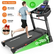 Famistar 4.0HP Folding Treadmill for Home with 20 Levels Auto Incline, 300LB Capacity, 12MPH Speed Controls, New Version