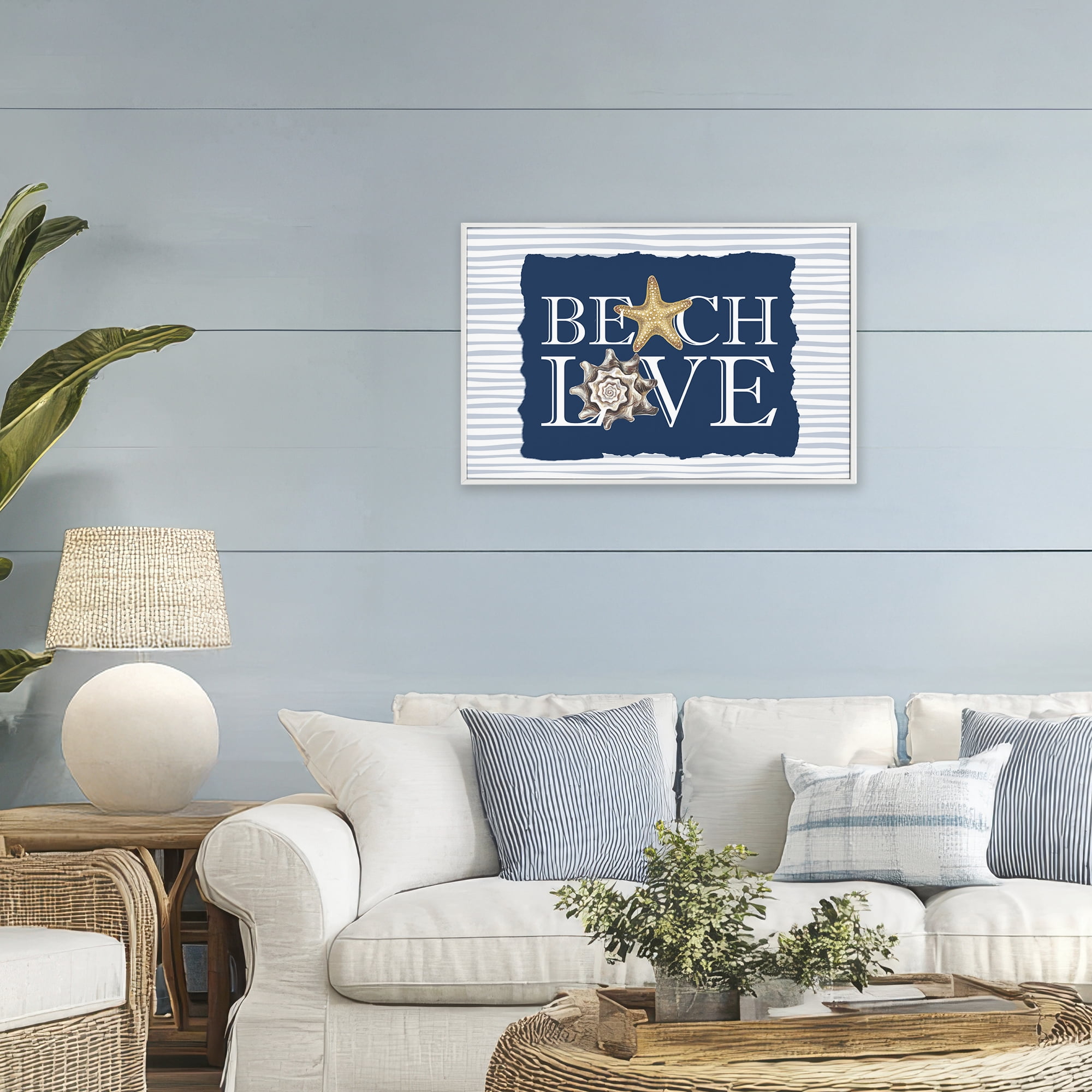 Stupell Industries Beach Love Seashells White Framed Giclee Art, design by Kim Allen