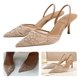 thumbnail image 5 of Sandalias Slingback Woman Diseñadora Bordado Flores Mal Malla Tacos Punta Puntiaguda Sandalia Mulas (6.5) Blanco, 5 of 9