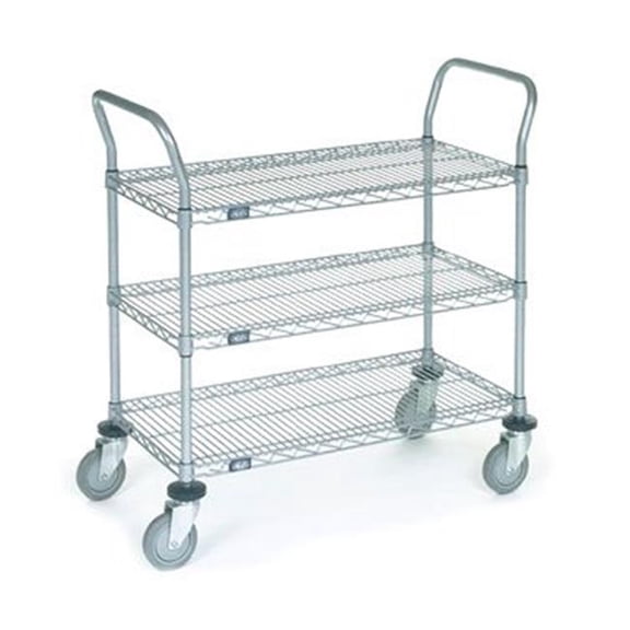 Nexel Industries 2136P3C 21 x 36 x 3 in. Shelf Utility Cart-Polyurethane Caster, Chrome
