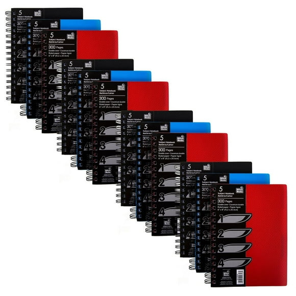 Office Works 300-Page Spiral 5 Subject Notebook Set