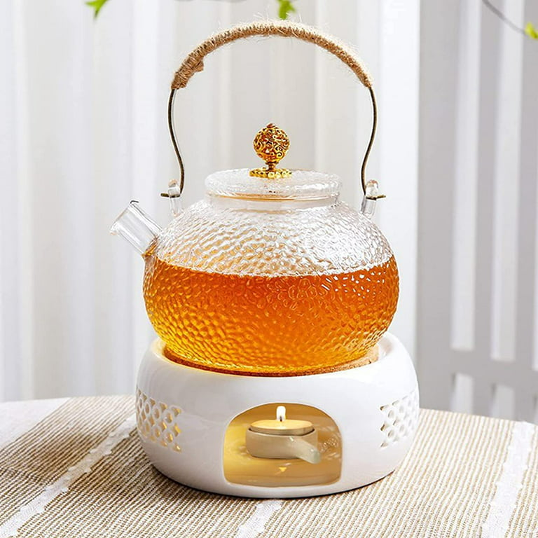  Teapot Warmer Ceramic, Tea Light Warmer, White Round