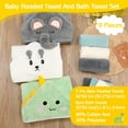 thumbnail image 7 of KABOER Baby Bath Towel, 9 Pcs Baby Hooded Towels and Washcloth Set, Coral Fleece Absorbent Soft Baby Towels for Newborn, Cartoon Animal Hooded Bath Blanket for Kids Toddler Infant Shower, 7 of 7