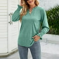 thumbnail image 3 of Necks For Womens Long Sleeve, Women Long Sleeve Blouse Fall Outfits For Women 2023 Women's Autumn Winter Fashion Casual V-Neck Solid Color Loose Shirt With Leaf Sleeve Top Fall (Green,XX-Large), 3 of 4