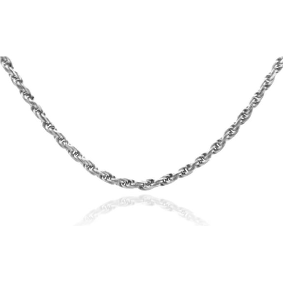 GOLD CHAINS: ROPE SOLID DIAMOND CUT WHITE GOLD CHAIN 1MM :  10K  20"