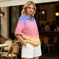 thumbnail image 4 of Sewkxo Women's Rugby Shirt Gradient Color Polo T-Shirts Oversized Short Sleeve Lapel V Neck Tee Summer Pullover Tops,Orange L, 4 of 6