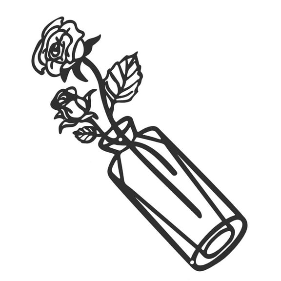 3 PCS Decoration Wrought Iron Vase Wall Decorative Flower Style Art