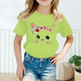 thumbnail image 3 of Girl Tops Size 7-8 Crew Neck Cartoon Print Short-Sleeve T-Shirt Tops Casual Funny Tees T Shirts for Boys and Girls 12-14 Years（Light Green）, 3 of 5
