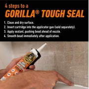 Gorilla Waterproof Caulk & Seal Silicone Sealant, 10oz Cartridge - White Caulking Sealant for Kitchen, Window, Bath, Marine, Door and More