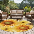 thumbnail image 5 of Sunflower 6ft Round Rugs, Yellow Floral Elegant Pastoral Flowers Rustic Washable Non-Slip Area Rugs for Living Room Bedroom Kitchen, Soft Low Pile Dining Room Kicthen Circle Carpet, Indoor Floor Rug, 5 of 9