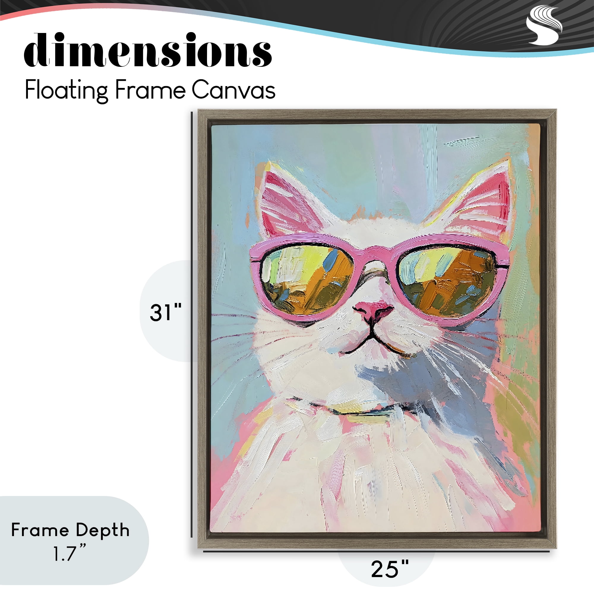 Stupell Industries Cool Cat in Sunglasses Brown Framed Floater Canvas Wall Art, design by The Prints Vibe