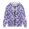 thumbnail image 4 of FOR U DESIGNS Purple Butterfly Zip Up Hoodies for Women Oversized Hoodie Size L Long Hooded Sweatshirt Zipper Women Down-Shoulder Collar Activewear with Pockets Fall, 4 of 7