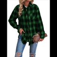 thumbnail image 1 of Camisas de Franela con Botones para Mujer, Camisas A Cuadros de Larga, Blusa Informal de Negocios Verde L, 1 of 7