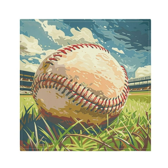 JSTEL Baseball Anime Cloth Napkins Set of 1, 20x20 Inch Washable and Reusable Napkin for Decoupage Dinner Party Everyday Use