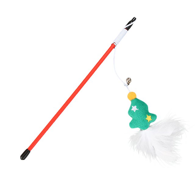 TIMIFIS Cat Toys Pet Cat Interaction Funny Feather Cat Rods Stick Decompression Christmas Toy Cat Wand ummer