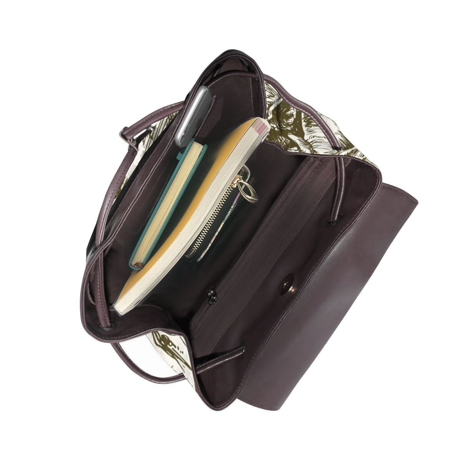 Xecao Cows Grazing On Meadow 1 Print Large Backpack Soft Leather for Women Travel with Compartment, Adjustable Convertible Strap
