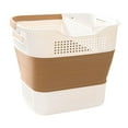 thumbnail image 3 of Cesta de lavandería plegable con asas, contenedor de almacenamiento portátil y versátil para ahorrar espacio, para dormitorio y habitación de niños Marrón claro, 3 of 8
