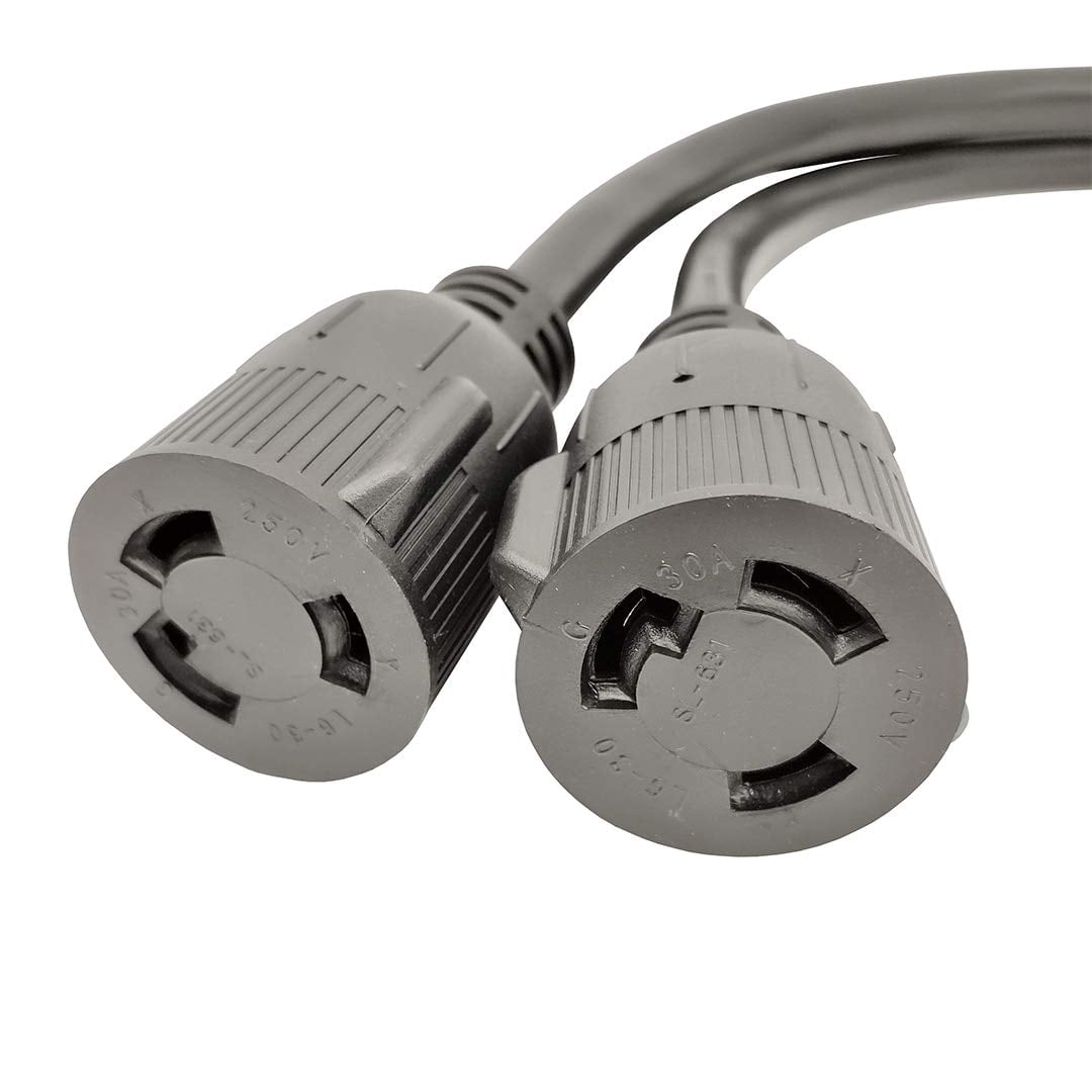 Parkworld 60523A V Splitter Cord 14-50P to (2) L6-30R, RV 50 AMP 4-Prong 14-50 Male Plug to NEMA (2) L6-30 Female Twist Lock Receptacle 250V 1.5FT