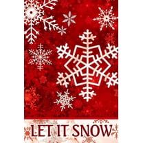Let It Snow Winter Red Snowflakes Decoration Christmas Vertical Garden Flag Holiday Farmhouse Party Outdoor Yard Banner 12" x 18"
