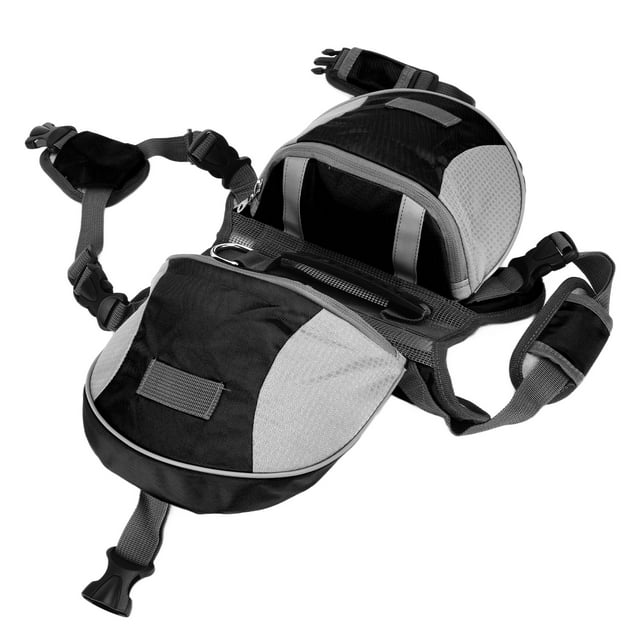 Bolsa de sillín para perros, mochila de viaje ajustable con bolsillos laterales para perros pequeños, medianos y grandes, color negro S